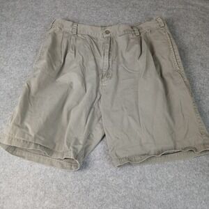 North Bay Chino Shorts‎ Mens 38 Khaki Tan Pleated Cotton Casual Twill